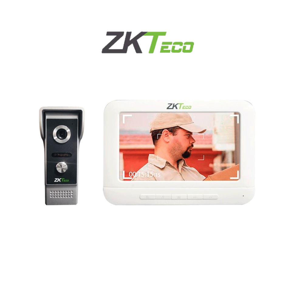 ZKTECO VDP03B3 Kit - Kit de Videoportero Analógico / Monitor de 7 Pulgadas / Frente d