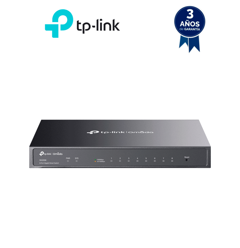 TP-LINK SG2008 - Smart Jetstream Switch administrable 8 puertos 10/100/1000 Mbps. TPL