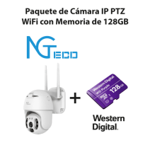 NGTECO NGC4200PAK - Paquete de Cámara NGC4200 IP PTZ WiFi 3MP con Memoria de 128GB Mi