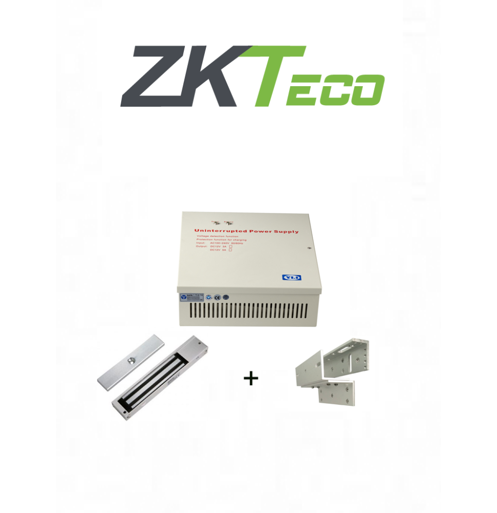 ZKTECO LM200YPAK - Contrachapa magnética de 200 kg o 440 lb  incluye soporte de insta