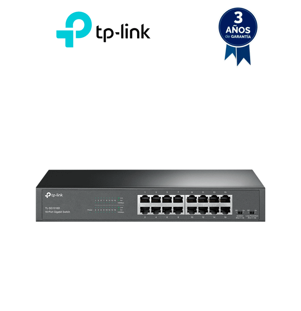 TP-LINK TL-SG1016D - Switch Gigabit no administrable de 16 puertos 10/100/1000 Mbps p