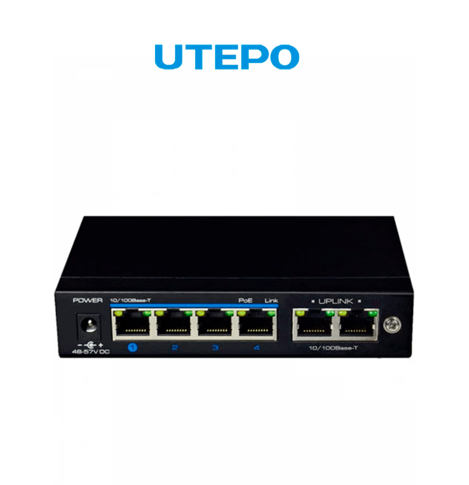 UTEPO UTP3GSW04TP60 - Switch Gigabit PoE no administrable con 4 puertos PoE Gigabit UTEPO UTP3GSW04TP60 - Switch Gigabit PoE no administrable con 4 puertos PoE Gigabit