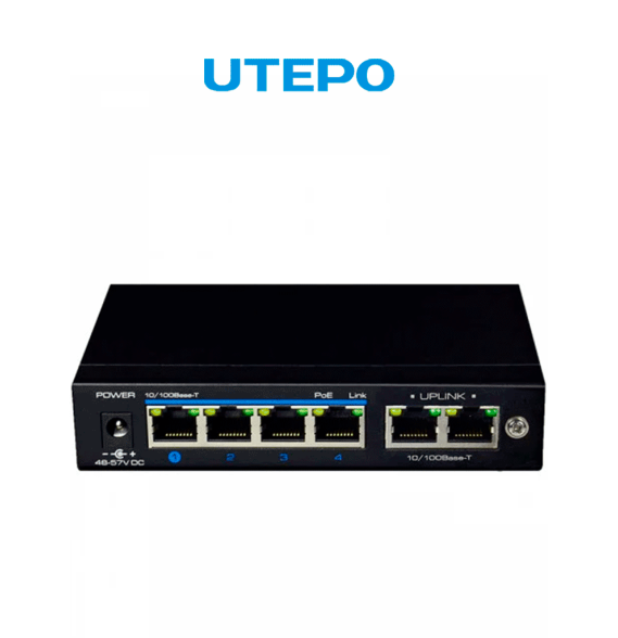 UTEPO UTP3GSW04TP60 - Switch Gigabit PoE no administrable con 4 puertos PoE Gigabit
