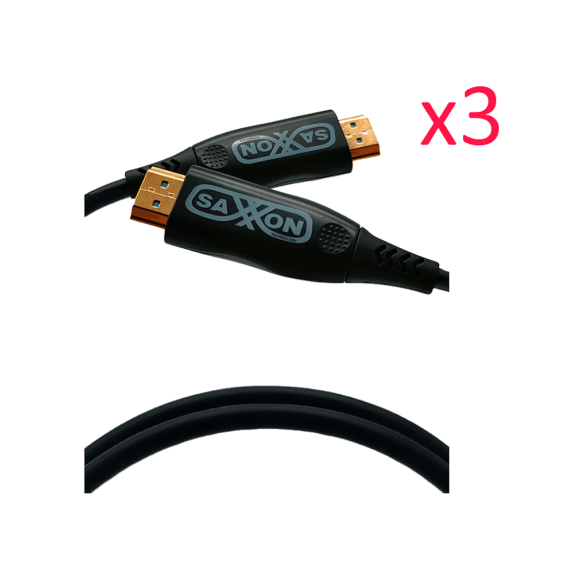 SAXXON SX05HDF047PAQ - Paquete de 3 Cables HDMI de 5 Metros por Fibra Óptica 4K@60Hz