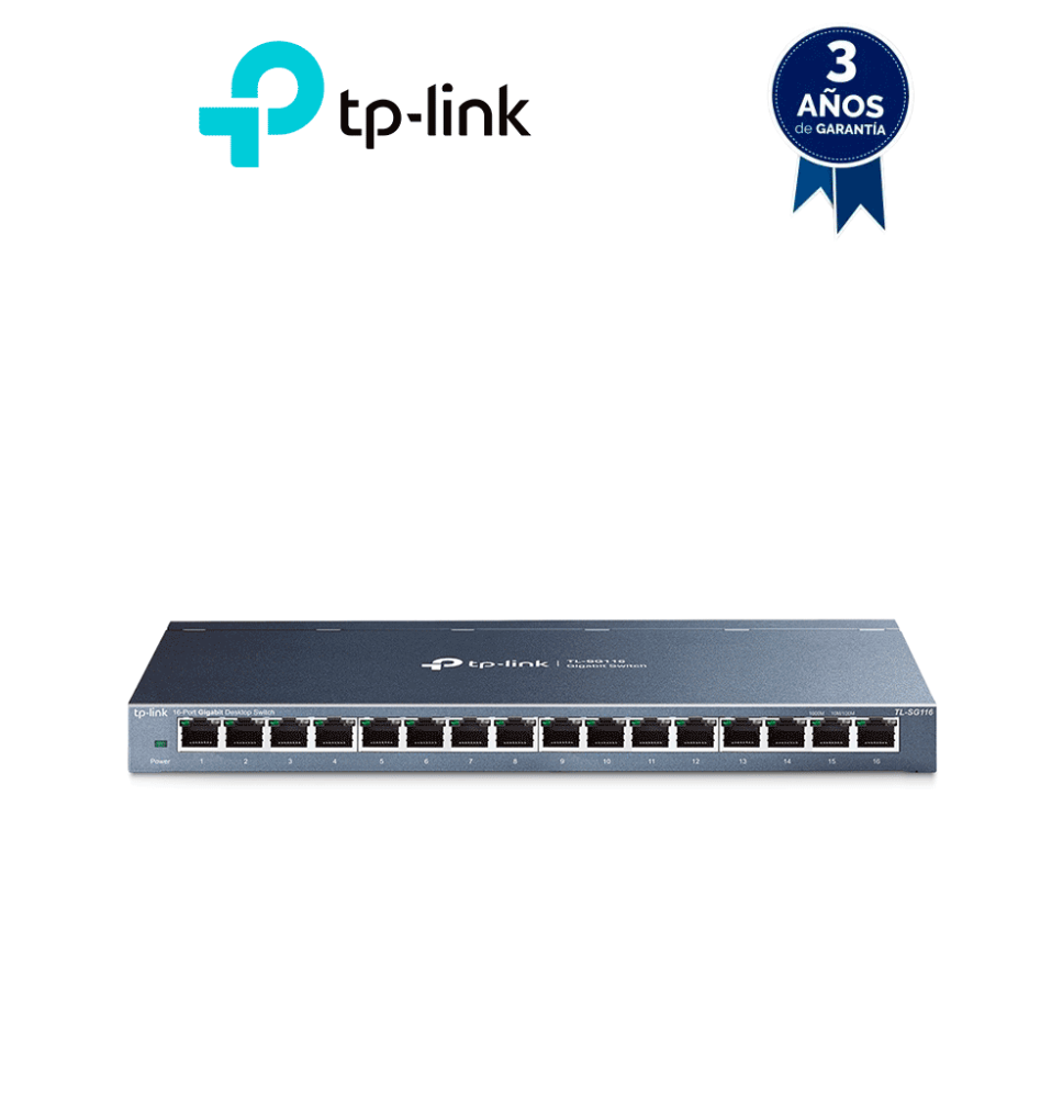 TP-LINK TL-SG116 -Switch Gigabit no administrable de 16 puertos 10/100/1000 Mbps para