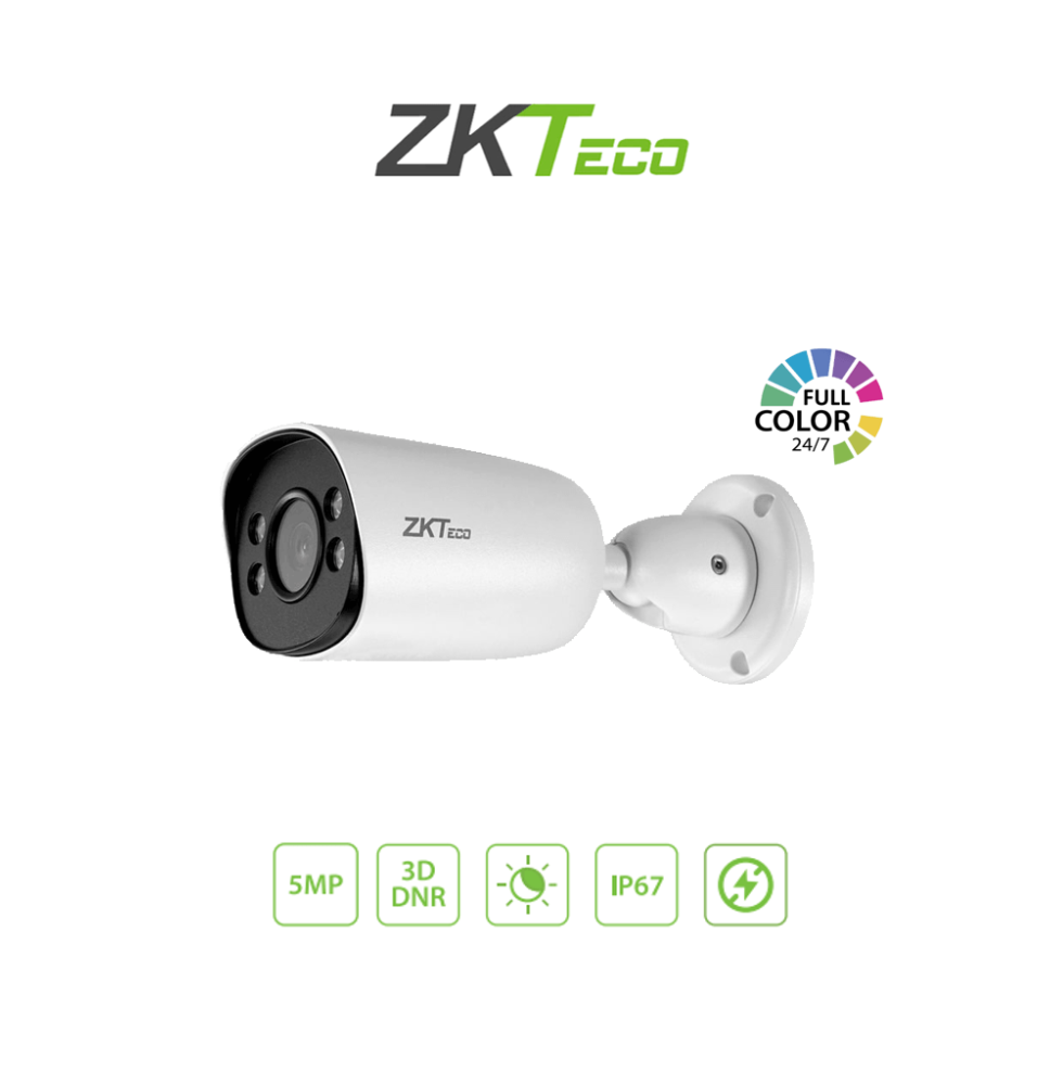 ZKTECO BS855P12CS7CMI - Cámara IP Bullet Full Color 5MP  / Compresión H.265 / Lente 3