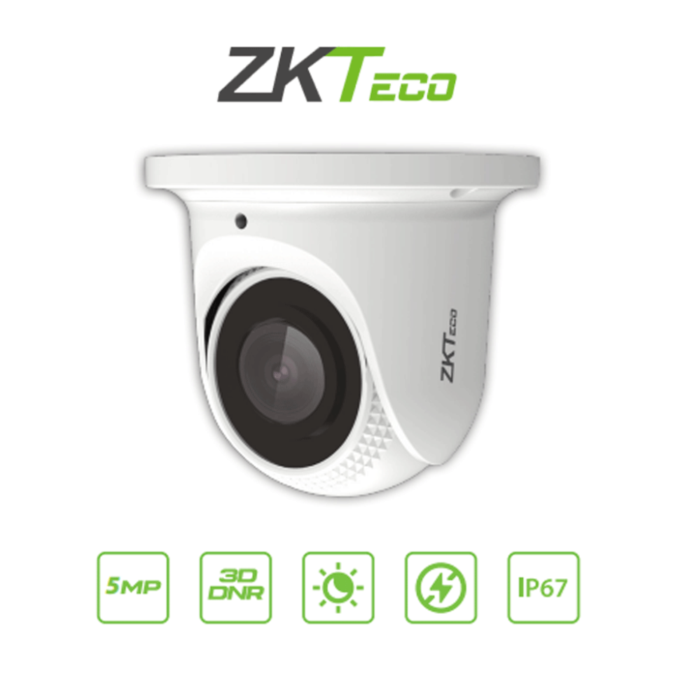 ZKTECO ES855P21CS7MI- Cámara IP Domo 5 Megapíxeles / Compresión H.265 / Lente de 2.8