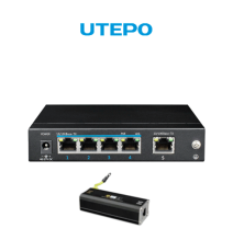 KIT- Switch UTEPO PoE de 5 puertos Fast Ethernet  4 puertos PoE  60W totales  802.3af