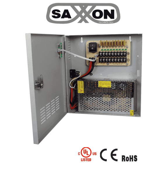 SAXXON PSU1220-D9 - Fuente de Poder de 12 vcd/ 20 Amperes/ Para 9 Camaras/ 2.2 Ampere