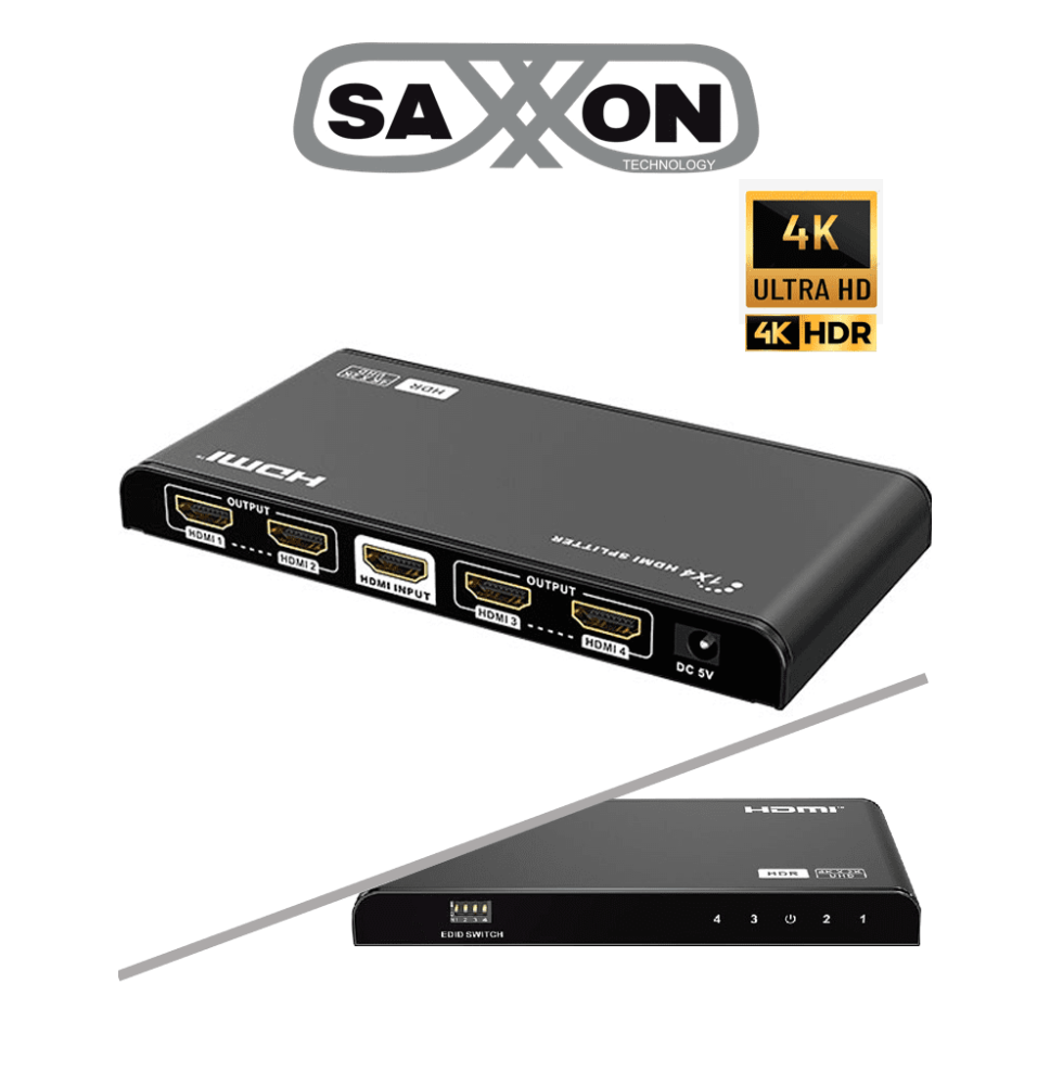 SAXXON LKV314HDR-V2.0 - Divisor HDMI 4K de 1 Entrada y 4 salidas/ Resolución 4K x 2K