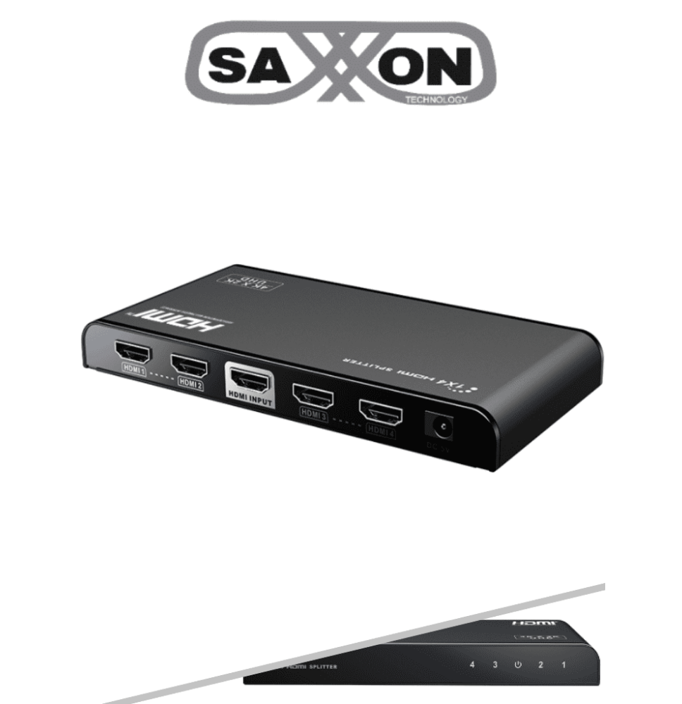 SAXXON LKV314V20- Divisor de Video HDMI/ 1 Entrada y 4 Salidas/ Soporta Resoluciones