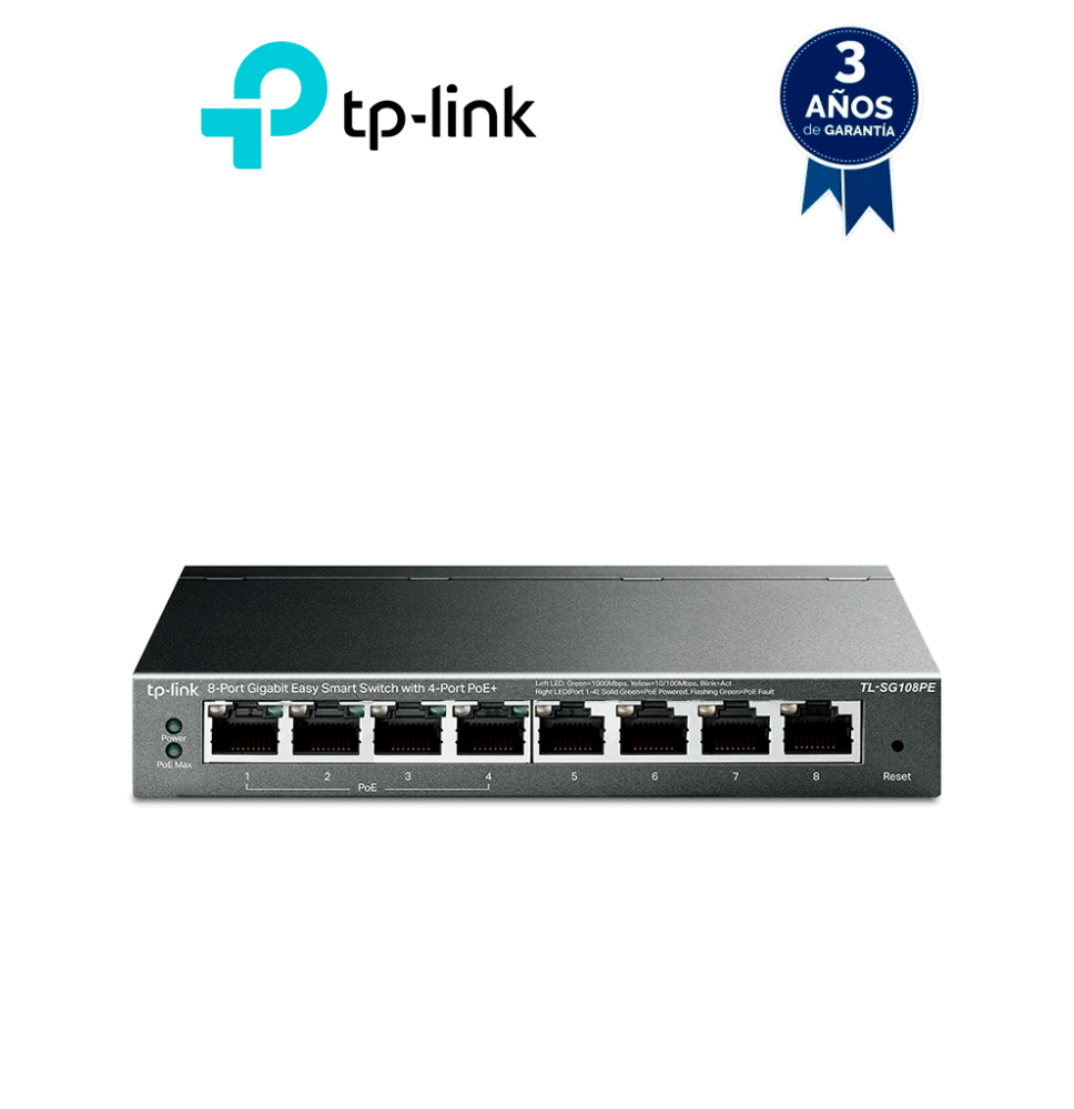 TP-LINK TL-SG108PE - Easy Smart Switch PoE JetStream con 8 puertos de 10/100/1000 Mbp