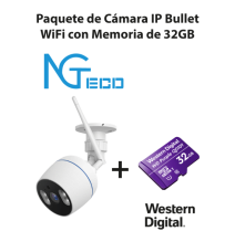 NGTECO NGC501PAK - Paquete de Cámara NGC501 IP Bullet WiFi 1080P con Memoria de 32GB