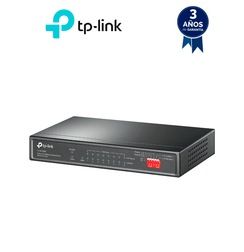 TP-LINK TL-SF1009P - Switch PoE no administrable con 9 puertos Fast Ethernet  incluid