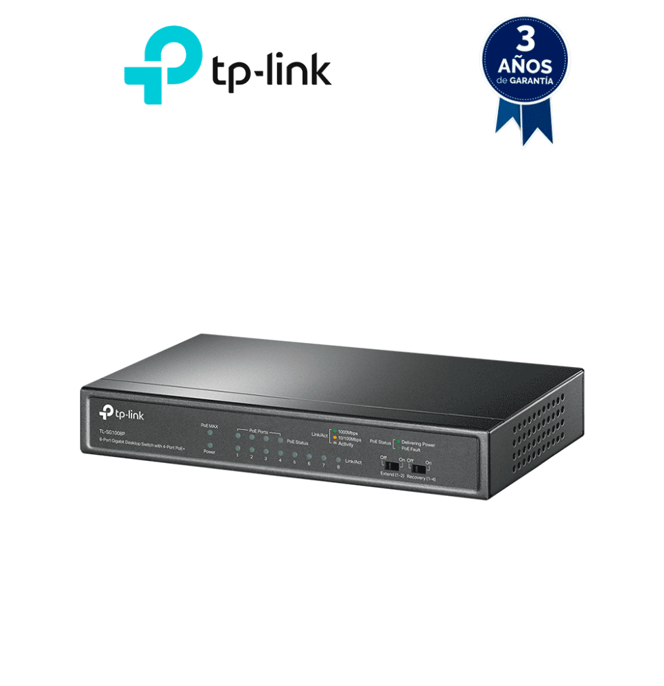 TP-LINK TL-SG1008P - Switch Gigabit PoE+ no administrable de 8 puertos 10/100/1000 Mb