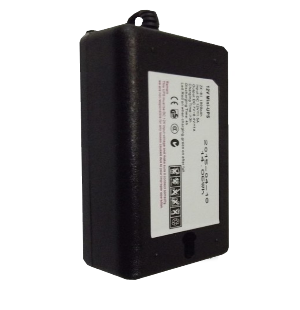 ZKTECO UPS12V - Respaldo de 12V para Control de Asistencia 1900mAh / Compatible con E