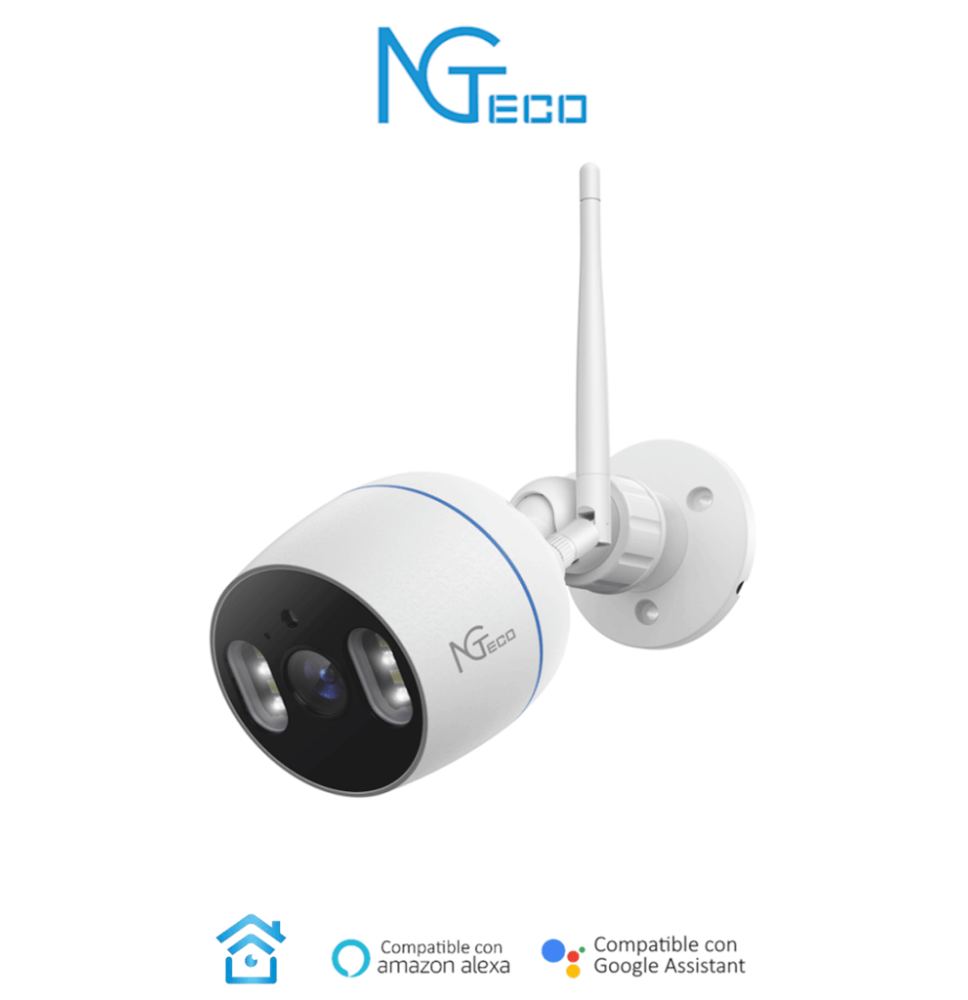 NGTECO NGC501 - Cámara Bullet WiFi / 1080P / Lente 3.6mm / Visión Nocturna / Almacena