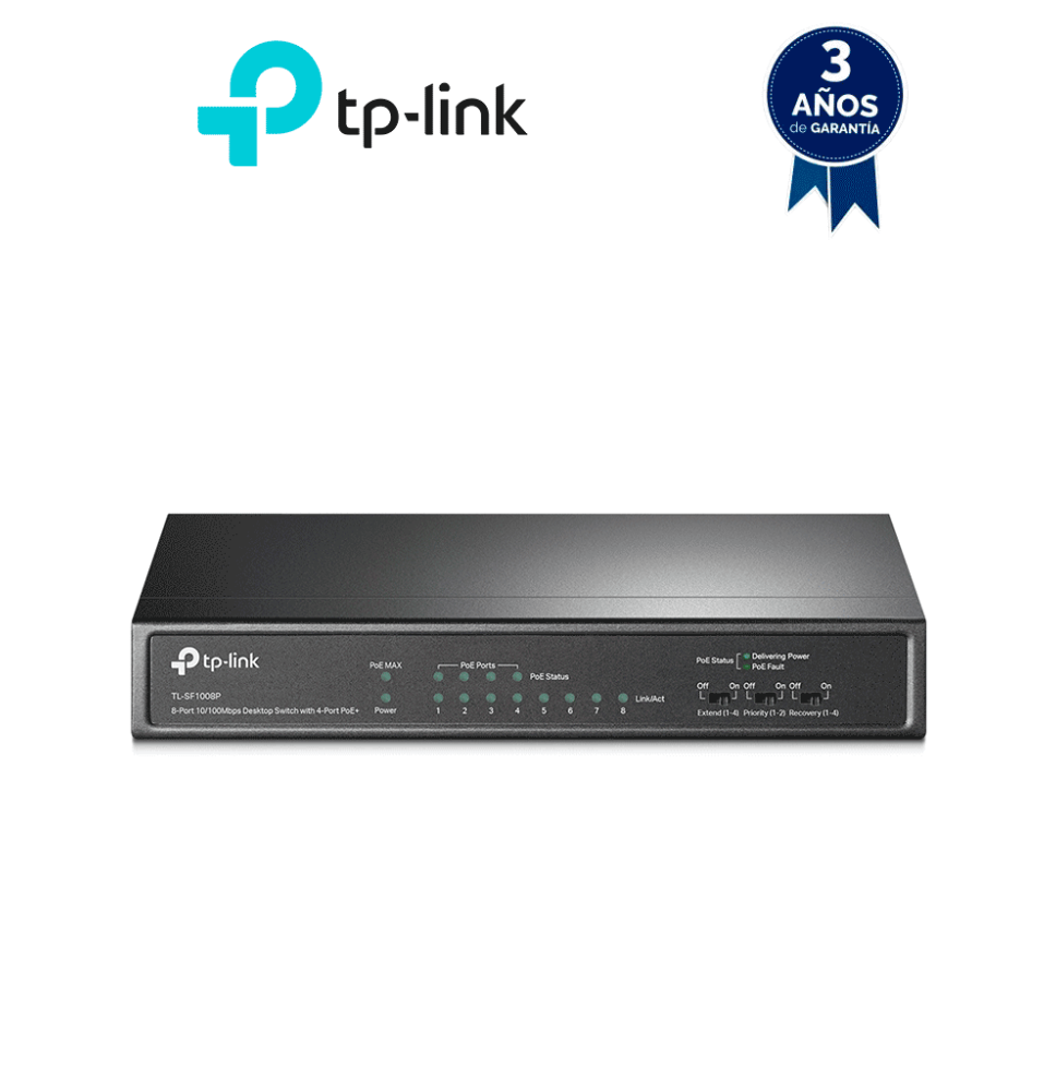 TP-LINK TL-SF1008P -Switch PoE no administrable con 8 puertos Fast Ethernet  que incl