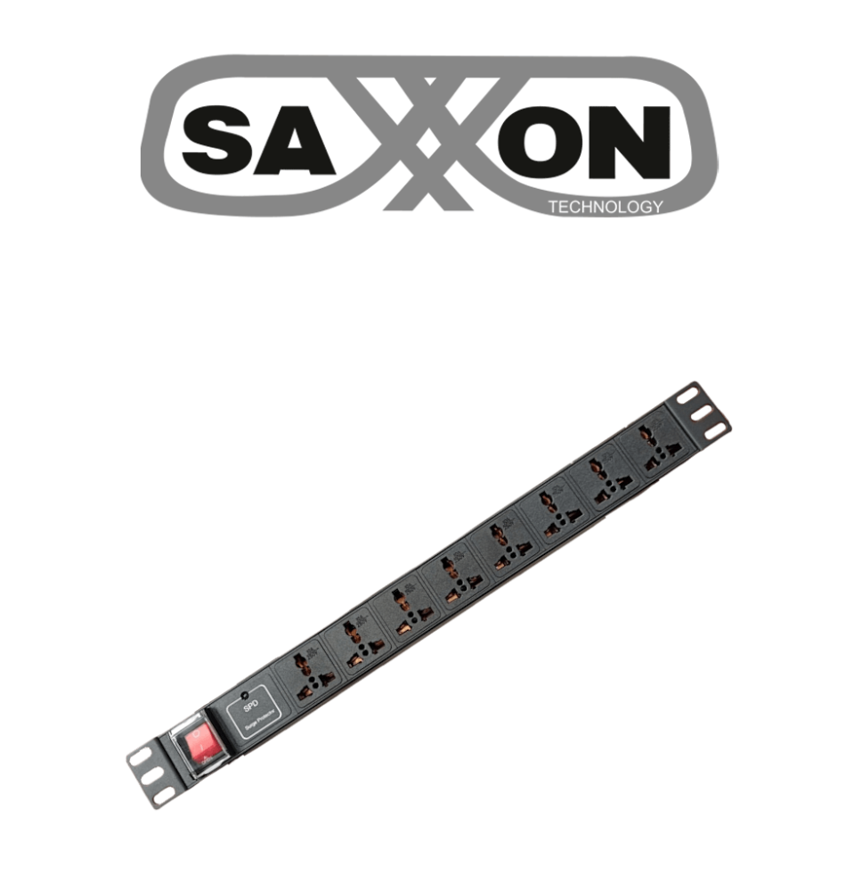 SAXXON SXPDU8P16A- Barra PDU con 8 Contactos Individuales / 16A / 1UR / Protección co