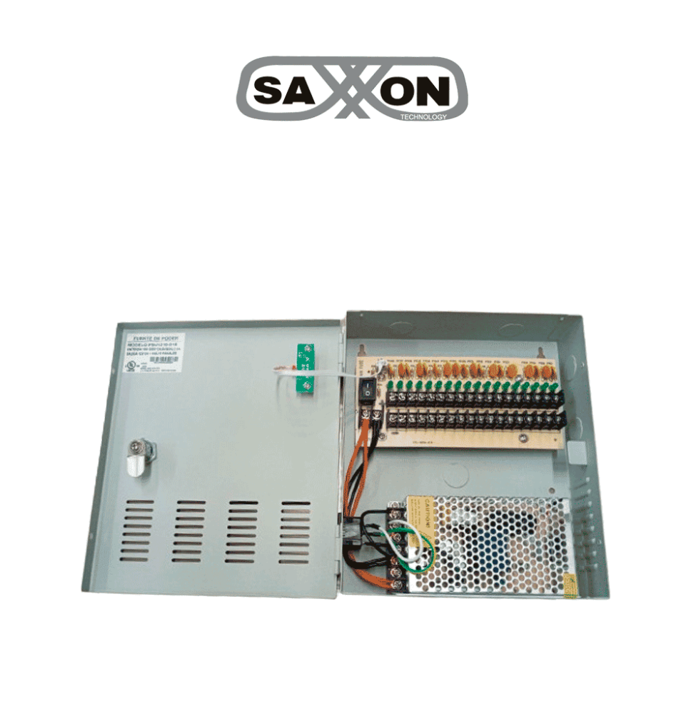 SAXXON PSU1210D18 - Fuente de Poder de 12 vcd/ 10 Amperes/ Para 18 Camaras/ 0.55 Ampe