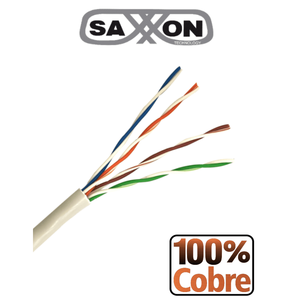 SAXXON OUTP5ECOP100BC - Bobina de Cable UTP Cat5e 100% Cobre/ 100 Metros/ Color Blanc