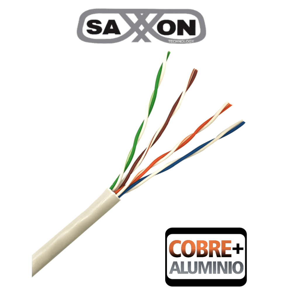 SAXXON OUTP5ECCA305BC - Bobina de Cable UTP Cat5e/ 305 Metros/ CCA/ Color Blanco/ Uso