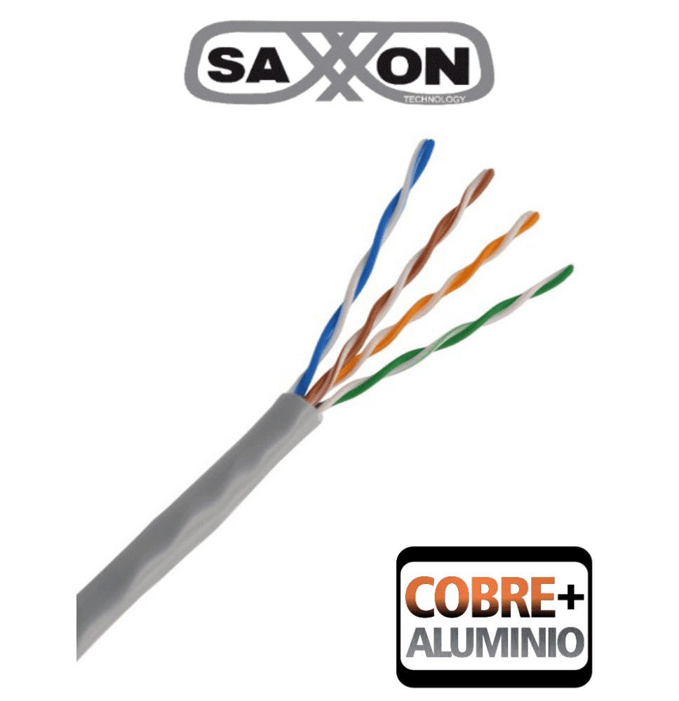 SAXXON OUTP5ECCA305G - Bobina de Cable UTP Cat5e/ 305 Metros/ CCA/ Color Gris/ Uso In