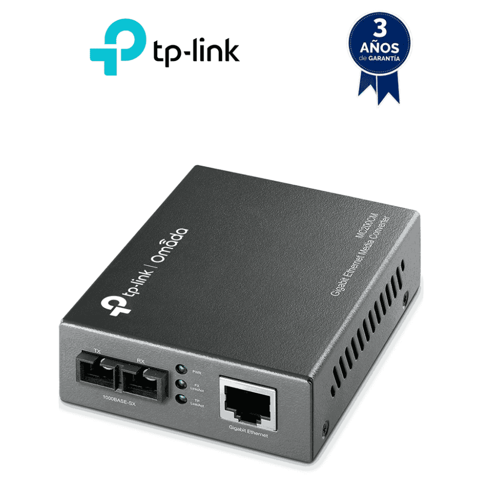 TP-LINK MC200CM - Convertidor de Fibra Óptica Multimodo con 1 puerto RJ45 10/100/1000