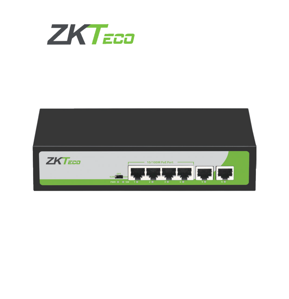 ZKTECO PE04255C -Switch de 4 Puertos Fast Ethernet PoE AF - AT / 2 Puertos RJ45 10/1 ZKTECO PE04255C -Switch de 4 Puertos Fast Ethernet PoE AF - AT / 2 Puertos RJ45 10/1