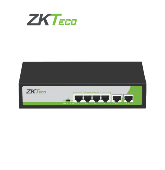 ZKTECO PE04255C -Switch de 4 Puertos Fast Ethernet PoE AF - AT /  2 Puertos RJ45 10/1