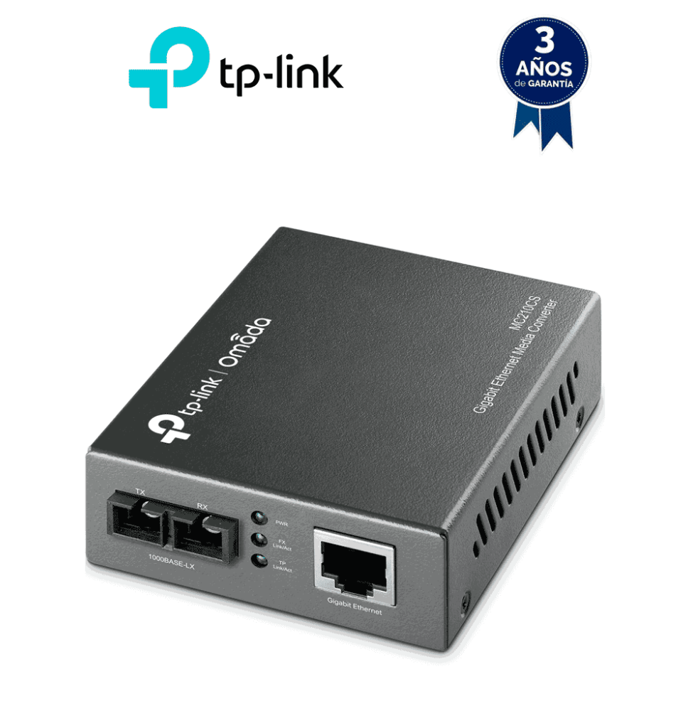 TP-LINK MC210CS - Convertidor de Fibra Óptica Monomodo con 1 puerto RJ45 10/100/1000