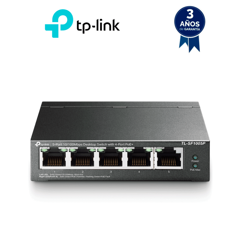 TP-LINK TL-SF1005P - Switch PoE no administrable con 5 puertos Fast Ethernet  incluye