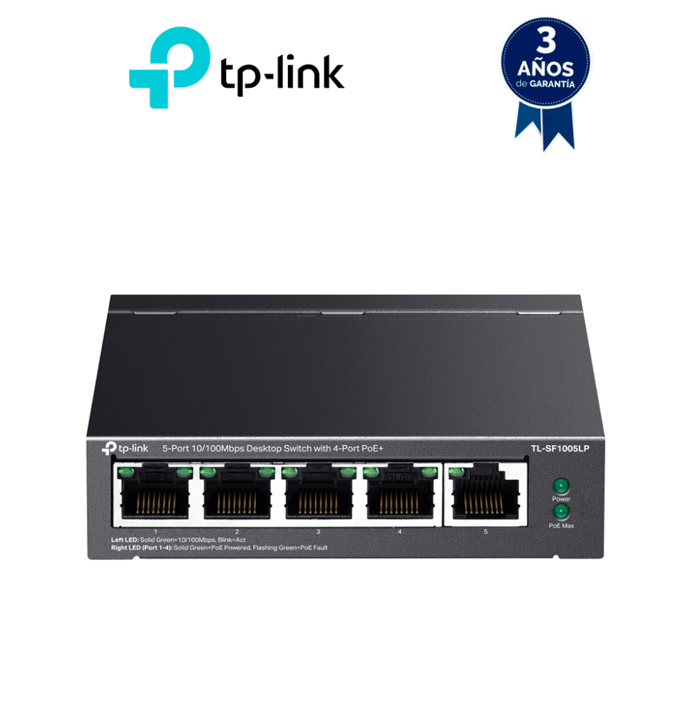 TP-LINK TL-SF1005LP -  Switch PoE no administrable con 5 puertos Fast Ethernet  inclu