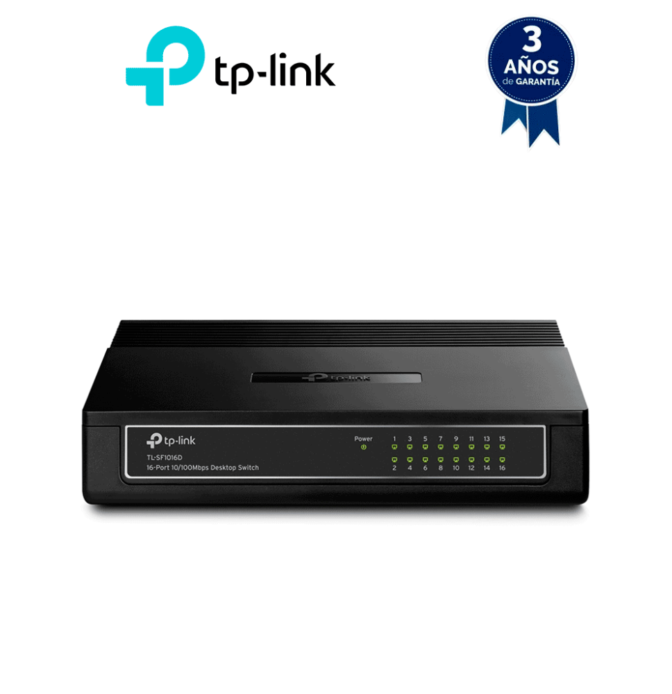 TP-LINK TL-SF1016D - Switch de escritorio con 16 puertos RJ45 Fast Ethernet  diseño e