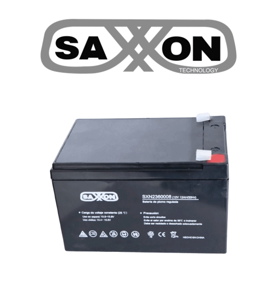 SAXXON CBAT12AH - Bateria de respaldo de 12 volts libre de mantenimiento y facil inst