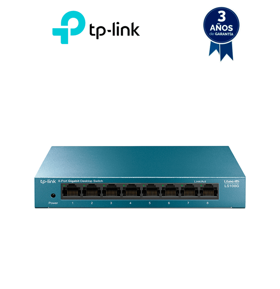 TP-LINK LS108G - Switch de escritorio Gigabit de 8 puertos 10/100/1000Mbps y carcasa