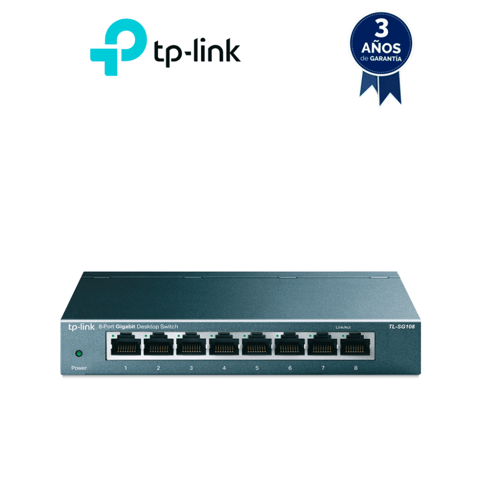 TP-LINK TL-SG108 - Switch Gigabit no administrable de 8 puertos 10/100/1000 Mbps. TPL