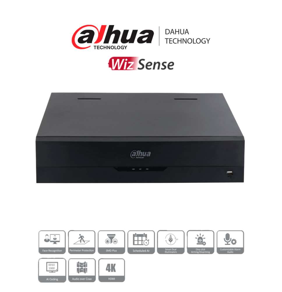 DAHUA DH-XVR5432L-4KL-I3 - DVR de 32 Canales 4k/ WizSense/ H.265+/ Hasta 32 Canales I