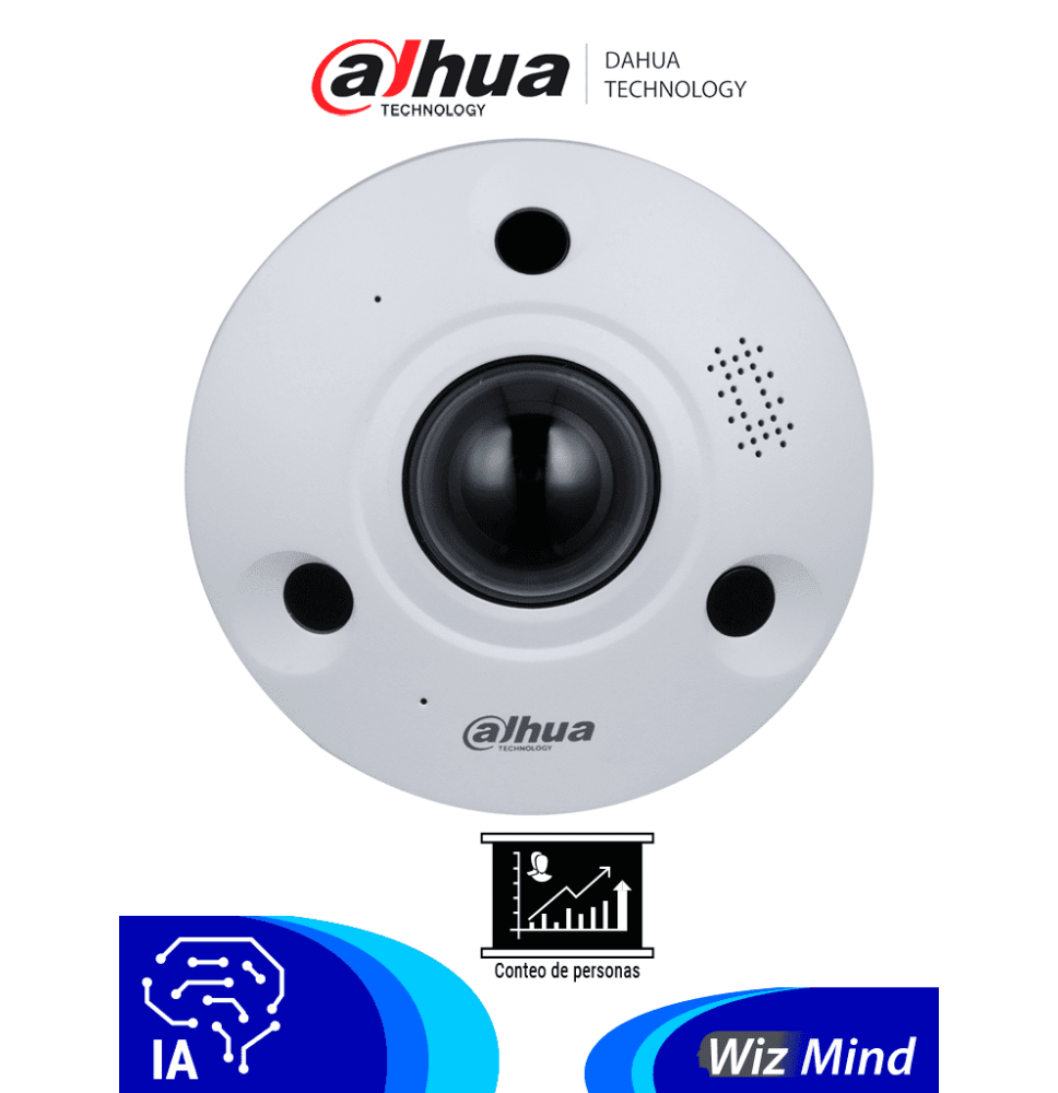 DAHUA DH-IPC-EBW8842-AS - Cámara IP Fisheye de 8 MP/ 360 / SMART H.264 +/ H.265+/ IR