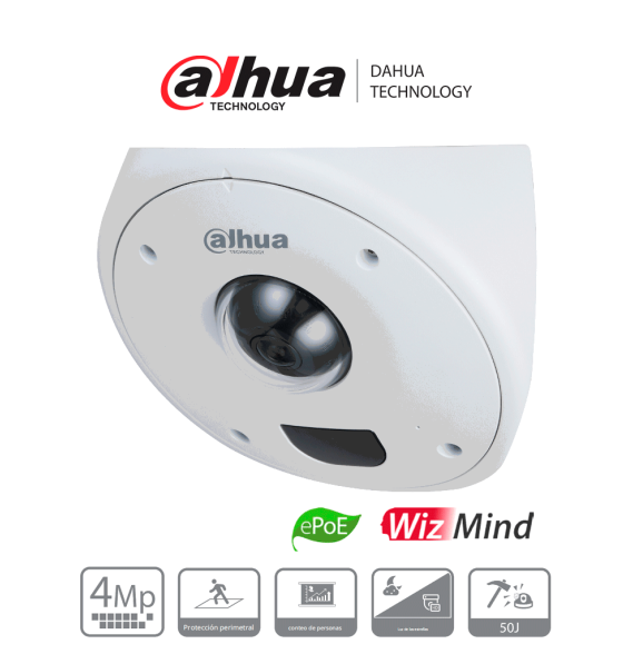 DAHUA IPC-HCBW8442 - Domo IP de 4 MP para Montaje en Esquinas/ Lente de 2.5 mm/  135/