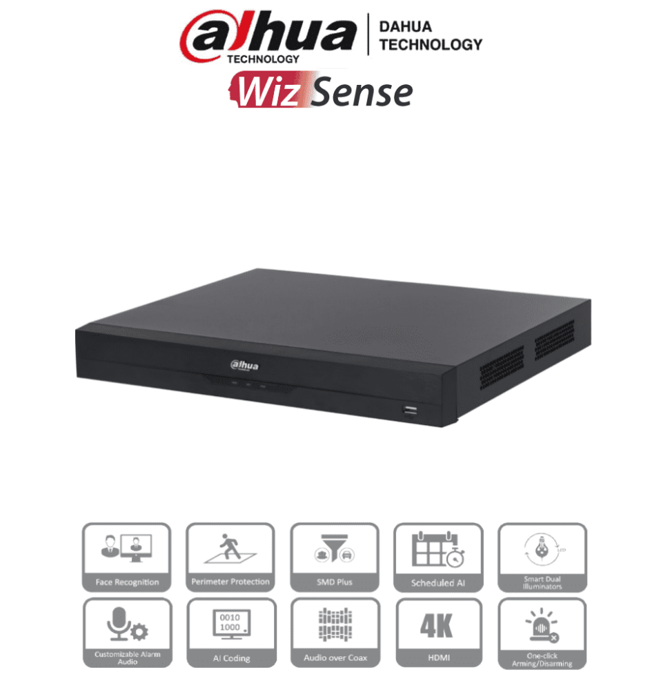 DAHUA XVR5232AN-4KL-I3 - DVR de 32 Canales 4k/ 8 Megapixeles/ WizSense/ Con IA/ 6 Can