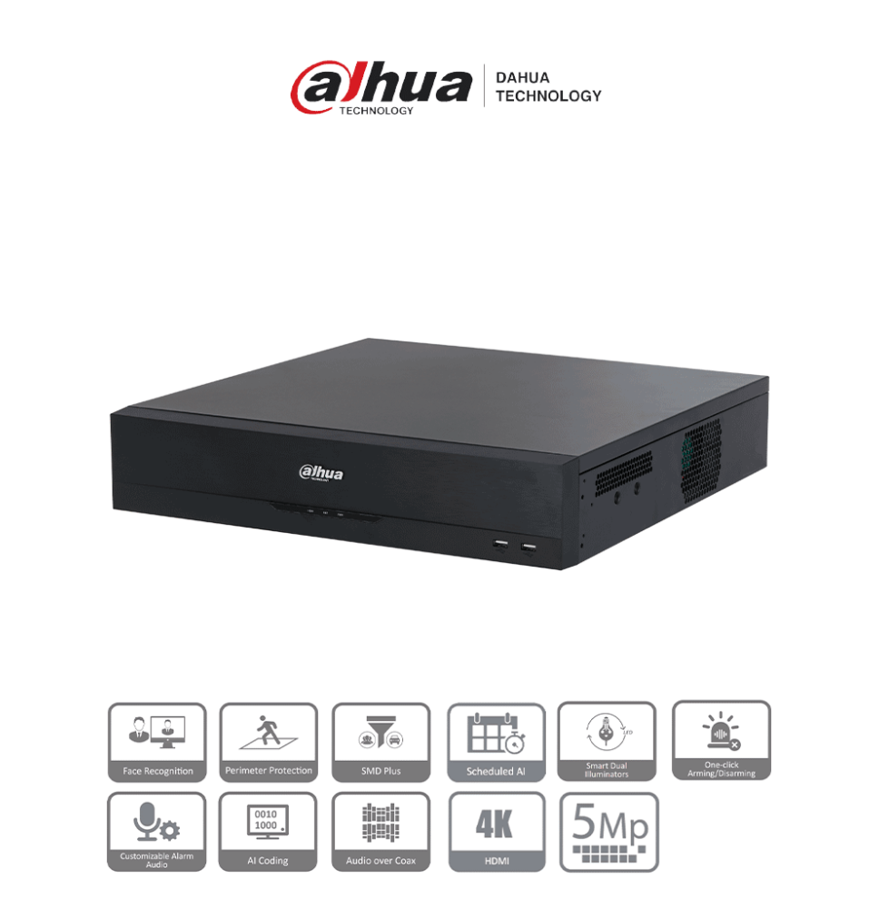 DAHUA DH-XVR5832S-I3 - DVR 32 canales de 5MP y 1080p con WizSense  H.265+  codificaci