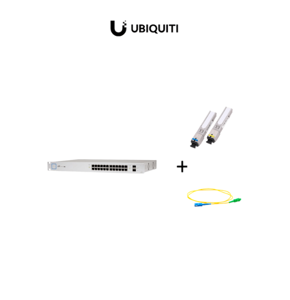 UBIQUITI US24250WPAQFIB - Paquete de Switch Poe 24 Puertos RJ45 y 2 Puertos SFP + Par