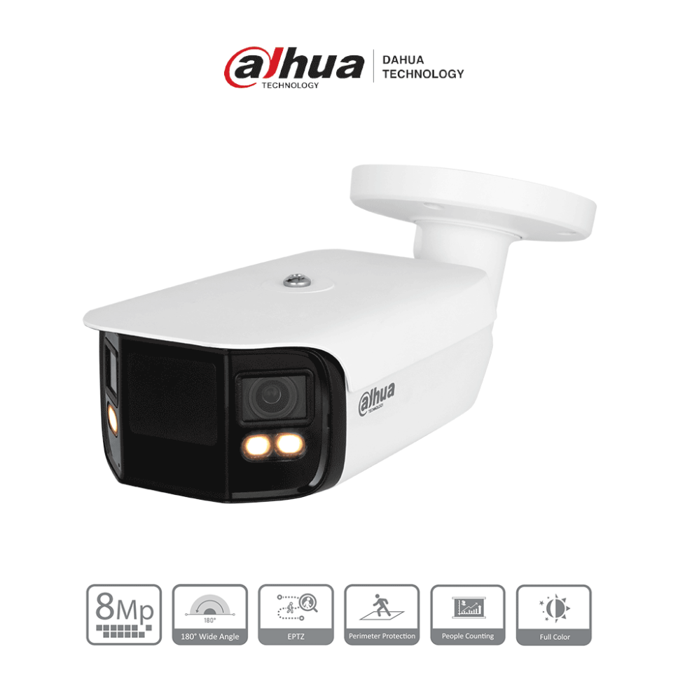 Dahua IPC-PFW5849-A180-E2-ASTE - Cámara IP Bullet 4K con multivisión en color  LED de