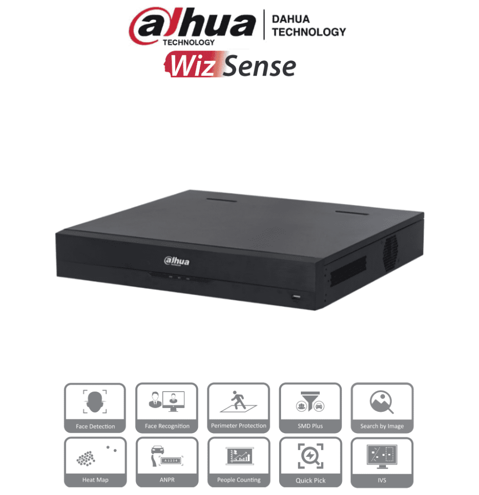 DAHUA NVR4416-16P-EI - NVR de 8 Megapixeles/16 Canales IP/ WizSense/ 4k con IA/ 16 Pu