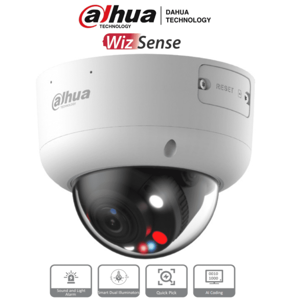 DAHUA IPC-HDBW3849R1P-ZAS-PV - Cámara IP Domo de 8 MP  con iluminadores duales hasta