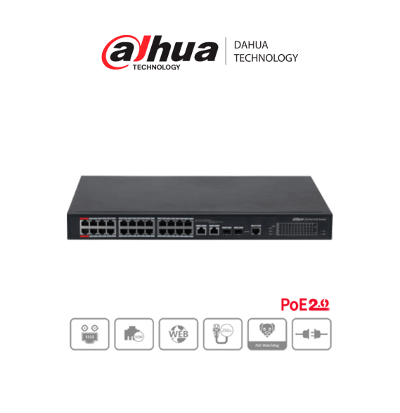DAHUA DH-PFS4226-24ET-240  - Switch  PoE Administrable de 26 Puertos Ethernet/ 24 Pue