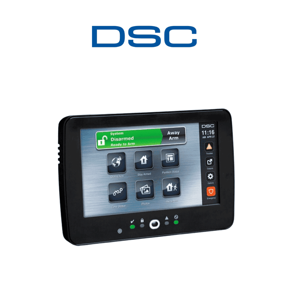 DSC HS2TCHPBLK N - Teclado Cableado de Pantalla Táctil negro de 7?? con Lector de Pro