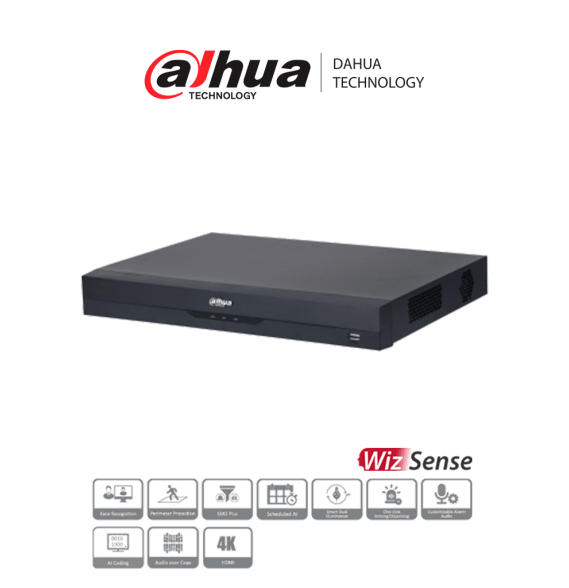 DAHUA XVR5216A-4KL-I3 - DVR de 16 Canales 4k/ WizSense/ H.265+/ 16 Canales HDCVI+16 I