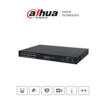 DAHUA PFS3220-16GT-190 - Switch Poe de 16 Puertos Gigabit/ Poe Inteligente/ Puerto Ro